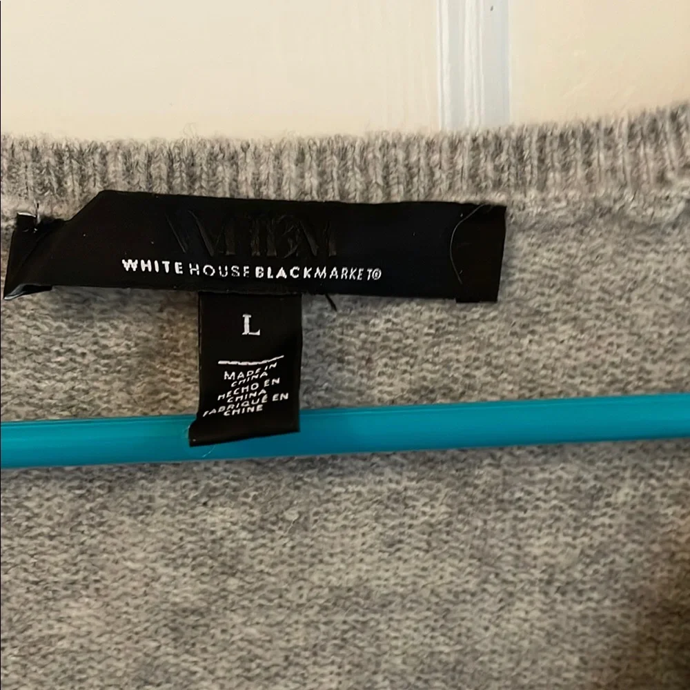 White House Black Market Gray Ruched Long Sleeve sweater - Picture 2 of 3